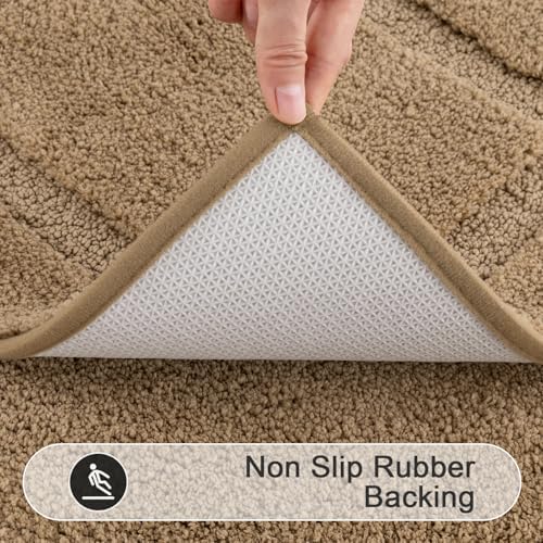 SHACOS Soft Microfiber Bathroom Rugs Set of 2 Pieces, Khaki Brown