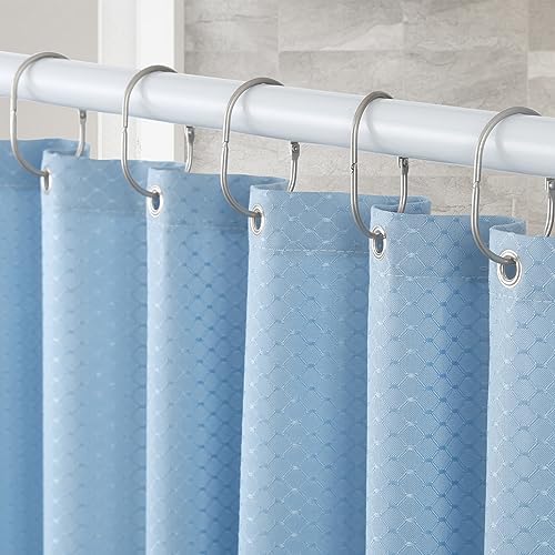 Goowin Shower Curtain Rings, 12 Pcs Shower Curtain Hooks, Oval Snap Shower Rings for Curtain, Metal Shower Curtain Rings Rust Proof, Glide Smoothly Shower Hooks for Shower Curtain Rod (Matte Nickel)