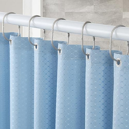 24 Pcs Shower Curtain Rings, Goowin Shower Curtain Hooks, Oval Snap Shower Rings for Curtain, Metal Shower Curtain Rings Rust Proof, Glide Smoothly Shower Hooks for Shower Curtain Rod (Matte Nickel)
