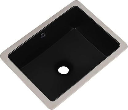 16 Inch Undermount Bathroom Sink Black Rectangle Sink with Overflow | 15-3/4"x11-3/4" Black Under Counter Design,Ceramic,Easy to Clean,Modern Style,Ideal for bathroom, vanity, lavatory, restroom