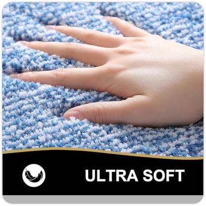 OLANLY Large Bathroom Rugs 40x32, Soft Absorbent Microfiber Bath Rugs, Blue