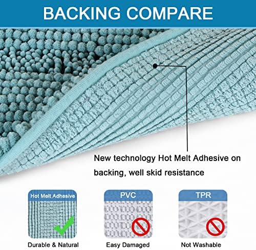 H.VERSAILTEX Bathroom Rugs Set 2 Piece Bathroom Contour Rug Toilet Mat Sets, Non Slip, Contou,r Ultra Thick, Water Absorbent, Striped Bath Rug, Washable(20" x 32" Plus 20" x 20" U, Aqua Haze)