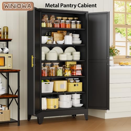 78.7" Tall Metal Pantry Cabinet, Freestanding Kitchen Storage Cabinet