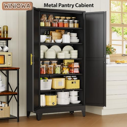 78.7" Tall Metal Pantry Cabinet, Freestanding Kitchen Storage Cabinet