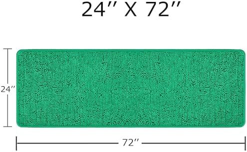 Yeaban Chenille Emerald Bathroom Runner Rug 24"x72"