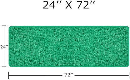Yeaban Chenille Emerald Bathroom Runner Rug 24"x72"