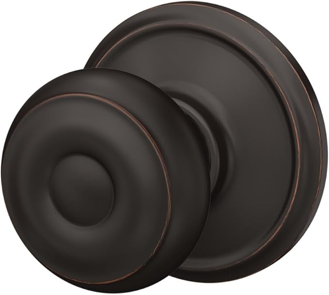 Schlage F40 GEO 716 Georgian Door Knob, Bed & Bath Privacy Lock, Aged Bronze