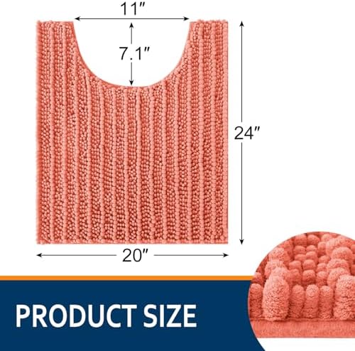 Smiry Bathroom Toilet Rugs U Shaped 24X20, Chenille Bath mats for Toilet