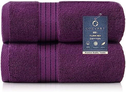 COZYART Luxury Bath Towels 2 PCS, Purple 100% Turkish Cotton 650 GSM