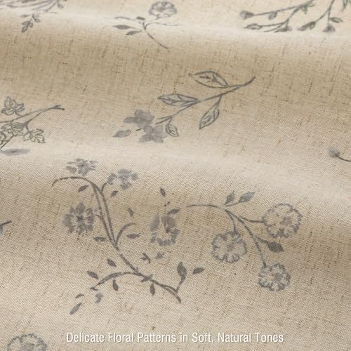 Grey Floral Farmhouse Vintage Linen Shower Curtain French Country 72Wx72H
