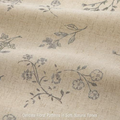 Grey Floral Farmhouse Vintage Linen Shower Curtain French Country 72Wx72H