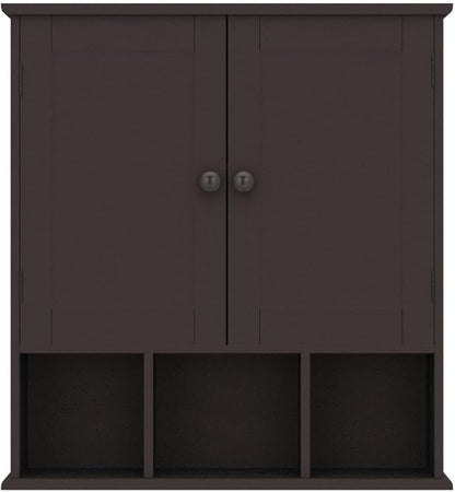 TaoHFE Brown Medicine Cabinets,Bathroom Wall Cabinet with 2 Door Adjustable Shelves,Over The Toilet Storage Cabinet,Espresso Bathroom Cabinet Wall Mounted for Laundry Room Kitchen