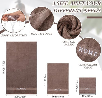 Hahafelt Decorative Bathroom Towel Set, Coffee Brown