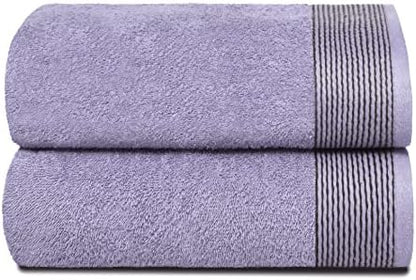 BELIZZI HOME Ultra Soft 2 Pack Oversized Cotton Bath Towels, 28x55 inches, Purple