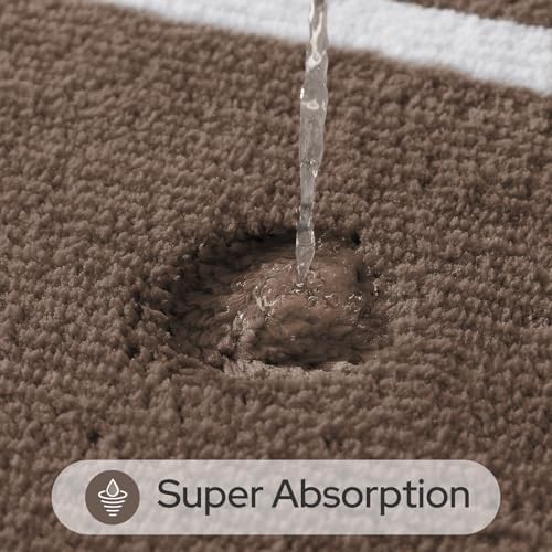 HOMEIDEAS Brown Bathroom Rugs Sets 2 Piece 20" x 32" + 16" x 24"