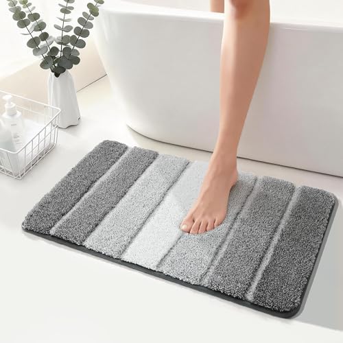 COSY HOMEER Bathroom Rugs 30x20,Ultra Soft Absorbent Bath Mat,Grey