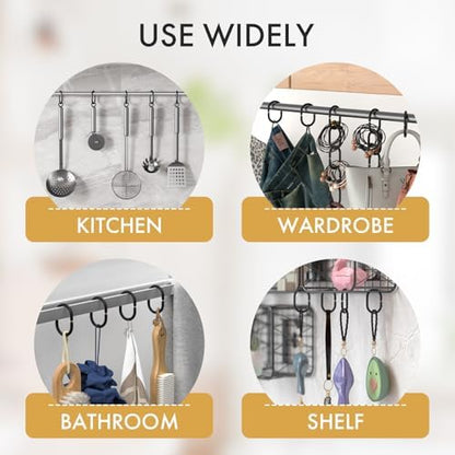 Amazer Black Shower Curtain Hooks Rings, 24 Pcs Plastic Shower Curtain Rings, Plastic Shower Curtain Hooks for Bathroom Shower Rod, Black Shower Hooks Rings Loops for Shower Curtain