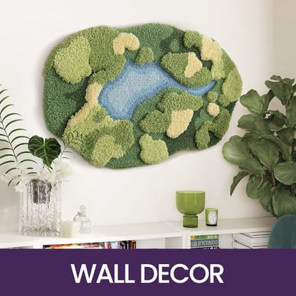 DEXI Cute Moss Bath Mat, Green Oval Bathroom Rugs, 43x24