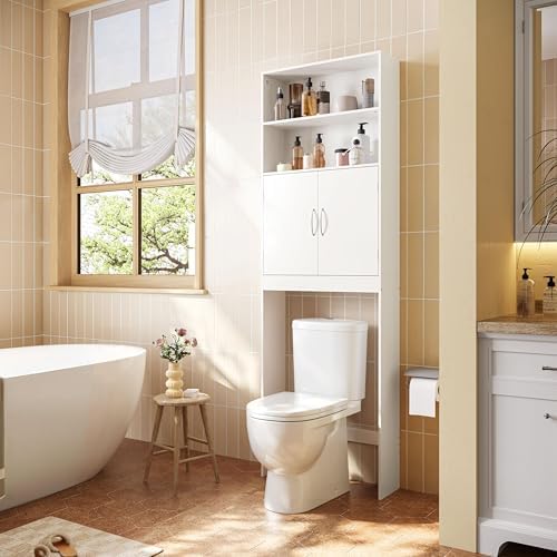 Yaheetech 77'' H Over the Toilet Storage Cabinet, Bathroom Organizer, White