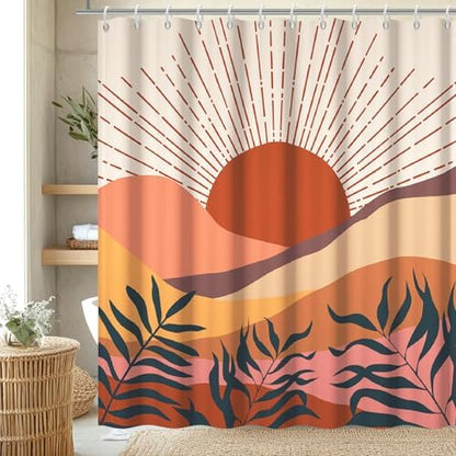 Boho Terracotta Shower Curtain for Bathroom 72x96 Inch