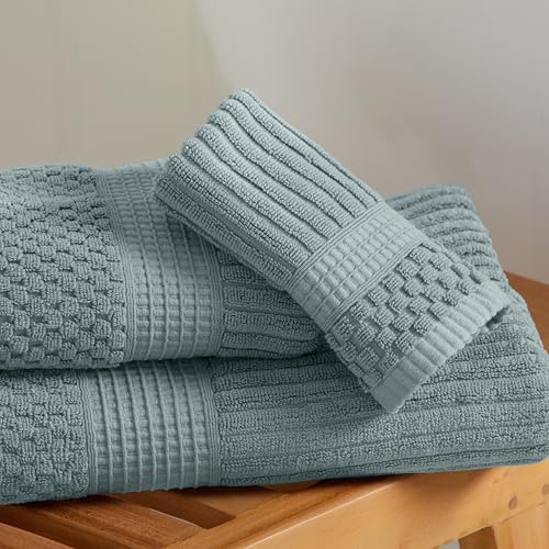 Springtree Home 100% Cotton Bath Towel Set | 6-Piece Set | Silver Blue