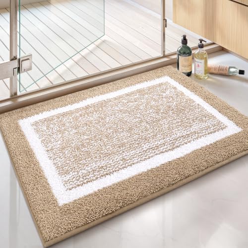 Color&Geometry Simple and Stylish Bath Mats for Bathroom, 20"x32",Khaki