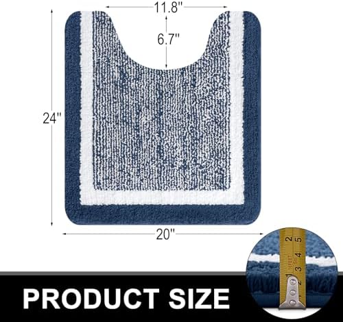 OLANLY Toilet Rugs U-Shaped 24x20, Soft Absorbent Microfiber Bath Mat, Navy
