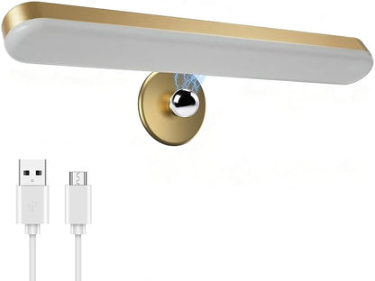 Benreom Wireless Vanity Light for Mirror, Rechargeable LED Bar, Gold | Adjustable Color, Brightness and Angle with Magnetic Stick-On Design for Makeup Mirrors and Renter-Friendly Decor