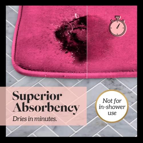 Memory Foam Bath Mat Non Slip Absorbent Super Cozy Velvet Bathroom Rug Carpet (24 inches X 48 inches, Fuschia)