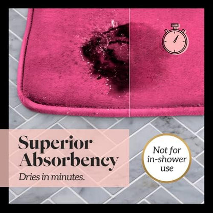 Memory Foam Bath Mat Non Slip Absorbent Super Cozy Velvet Bathroom Rug Carpet (24 inches X 48 inches, Fuschia)