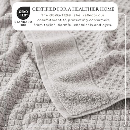 Great Bay Home Hand Towels - 100% Cotton 6 Pack 26x16 Hand Towel Set - Absorbent, Durable, Quick-Dry Towels for Bathroom (Light Grey)