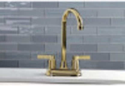 Kingston Brass KB8496NDL NuvoFusion Two-Handle 2-Hole Deck Mount Bar Faucet in Polished Nickel