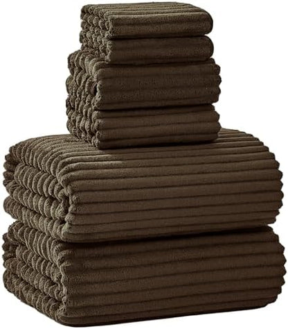 6 Piece Bath Towel Set, 40"x80" Oversized Bath Sheets, Brown
