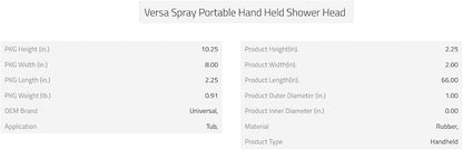 Danco VersaSpray Portable Handheld Shower Head Sprayer, White (10086)