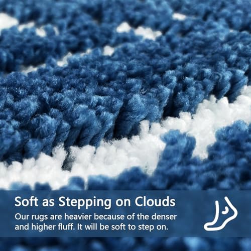 Blue Bathroom Rug - Blue Bath Mat Large Tropical Leaf Bath Rugs Non Slip Washable Bathrug for Bathroom Floor, Cute Plant Bathmat Absorbent Bath Mats Botanical Home Decor 24" x 36"