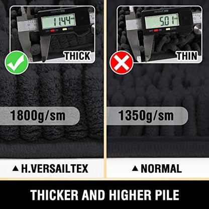 H.VERSAILTEX Bath Mat, 20" x 32" Plus 17" x 24", Black