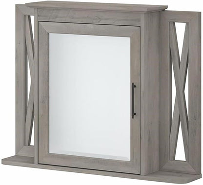 Bush Home Key West Bathroom Medicine Cabinet with Mirror in Driftwood Gray