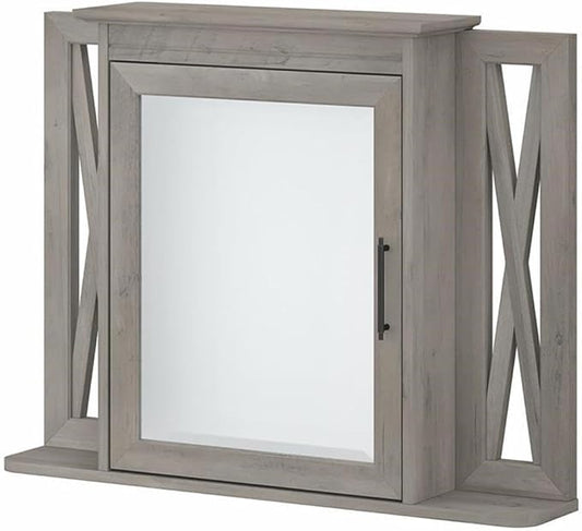 Bush Home Key West Bathroom Medicine Cabinet with Mirror in Driftwood Gray