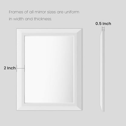Bathroom Mirror for Wall, 48x35 Inch (White) | HD Reflection, Tempered Glass, Thick Metal Framed Rectangle Mirrors for Over Sink, Vanity, Bedroom, Living Room, Entryway