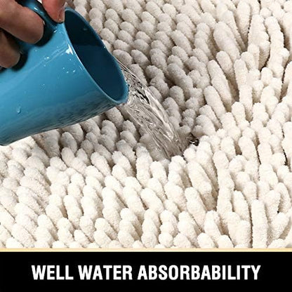 H.VERSAILTEX Bathroom Rugs Bath Mats Non Slip Chenille Bathroom Runner Rug 59x20 Extra Soft and Absorbent Shaggy Rugs Washable Dry Fast Plush Area Carpet Mats for Bath Room, Tub - Ivory