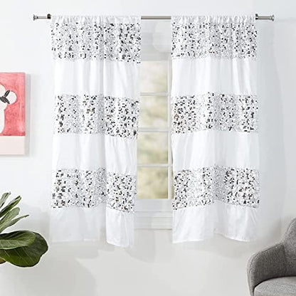 Zahari Home Sinatra Window Curtain Stylish Bathroom Window Curtain,36" x 54" Each, Set of 2, White