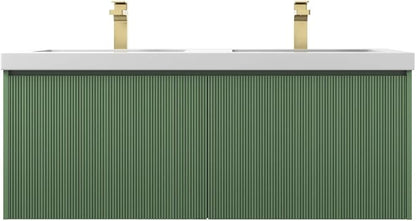 Blossom 48 Inch Double Sink Bathroom Vanity, All Wood Wall Mounted Floating Bathroom Vanity Cabinet with Acrylic Sink, Bathroom Sink Cabinet with Soft-Close Drawers, Modern Vanities, Aventurine Green