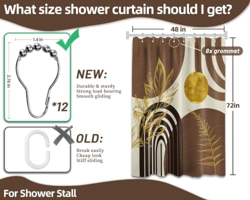 Brown and Gold Stall Shower Curtain, 48X72 in Narrow Small, Mid Century