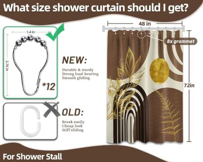 Brown and Gold Stall Shower Curtain, 48X72 in Narrow Small, Mid Century