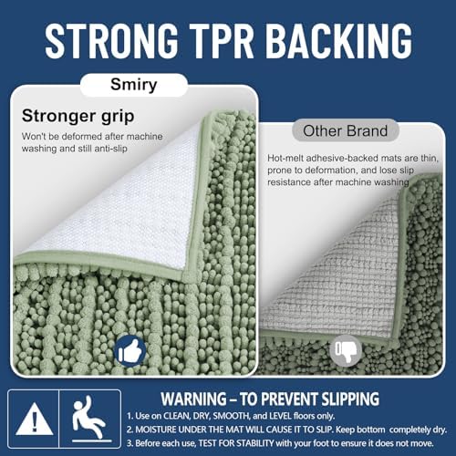 Smiry Bathroom Rugs 59X35, Extra Soft Rubber Backing Chenille Bath Mats