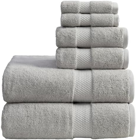 Springtree Home 100% Cotton Luxury Hotel Bath Towel Set | 6-Piece Set Grey
