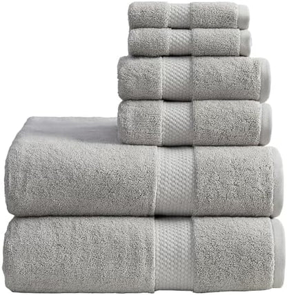 Springtree Home 100% Cotton Luxury Hotel Bath Towel Set | 6-Piece Set Grey