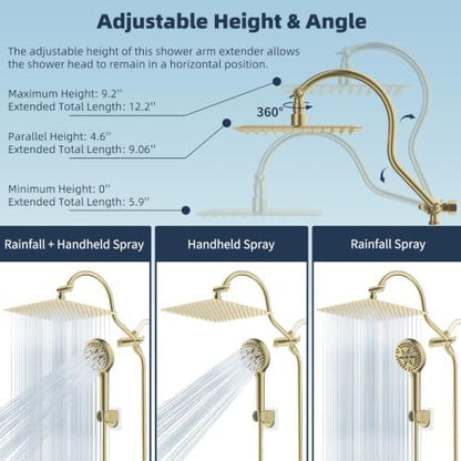 Hibbent All Metal High Pressure Rainfall 12'' Shower Head with Handheld
