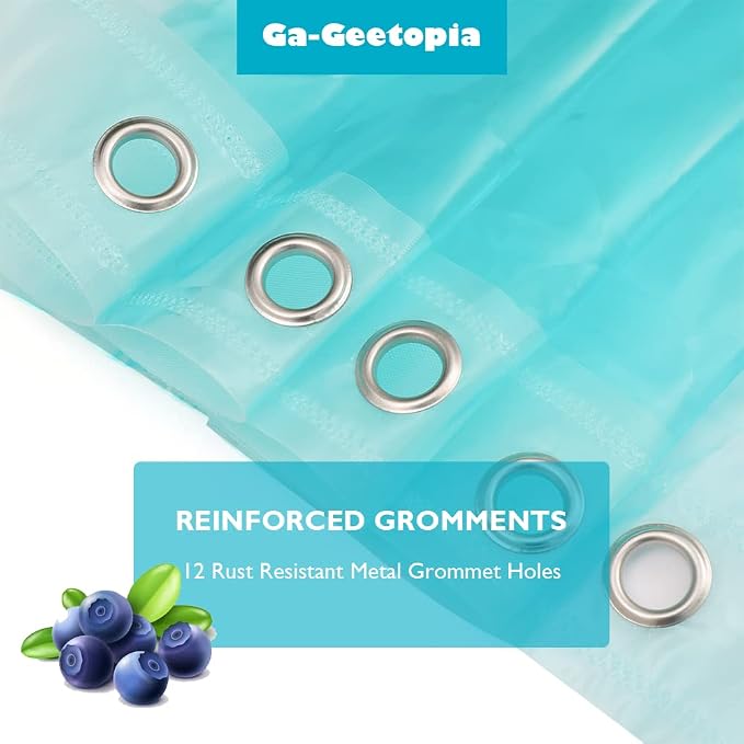 Ga-Geetopia EVA 3D Teal Pearl Water Cube Plastic Shower Curtain Liner - Premium Light Weight 72" x 72" Teal Bathroom Shower Showroom Curtain Liner with Rustproof Metal Gromments and Weighted Magnet