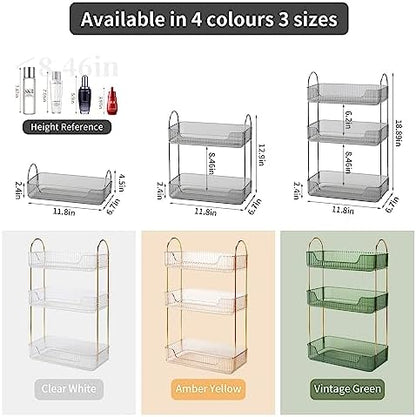 Akinbas 3 Tier Bathroom Organizer Countertop Makeup Perfume Tray Skincare Organizer for Bathroom Dresser Vanity (Grey)